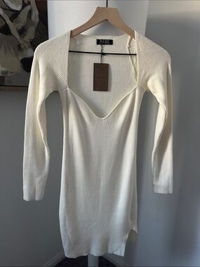 PRML Ivory Ribbed Long Sleeve Knit Dress